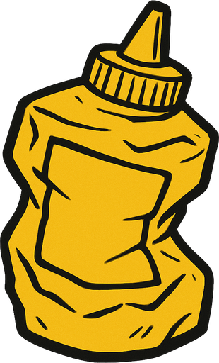 crushed mustard bottle.
In-Game asset.  2d.  High contrast.  No shadows