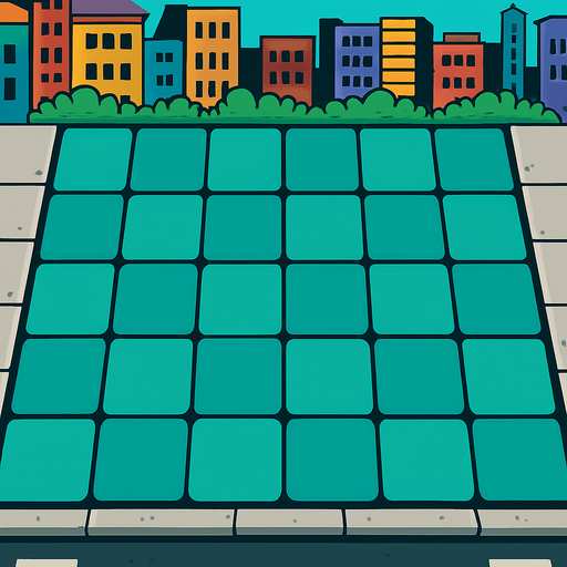 Tower defence grid background like plants vs zombies with a city theme.
In-Game asset.  2d.  High contrast.  No shadows