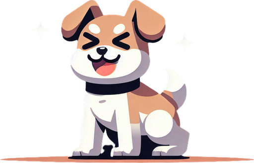 dog smile.
Single Game Texture. In-Game asset. 2d. Blank background. High contrast. No shadows.