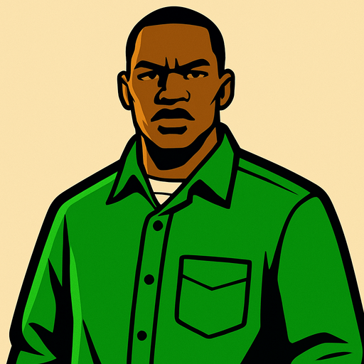 CJ.
In-Game asset.  2d.  High contrast.  No shadows