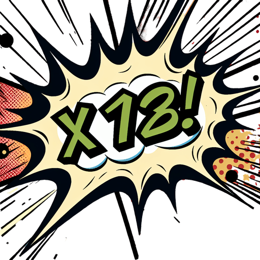 text popup "x128!".
comic style