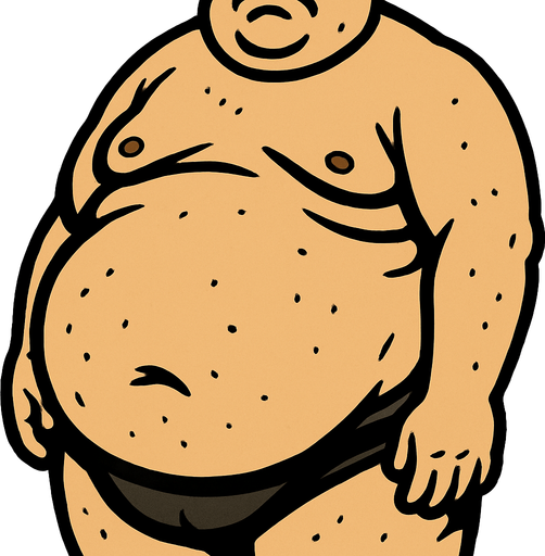 Fat distgusting slob belly.
In-Game asset.  2d.  High contrast.  No shadows