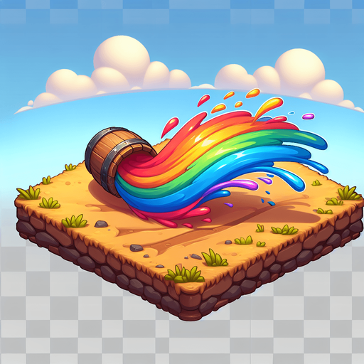 Rolling barrel with attractive colors.
Single Game Texture.  In-Game asset.  2d.  Blank background.  High contrast.  No shadows