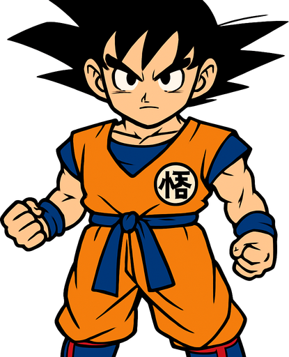 Goku.
In-Game asset.  2d.  High contrast.  No shadows