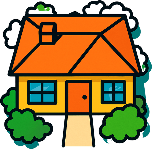 ev ama kuş bakışı.
In-Game asset.  2d.  High contrast.  No shadows