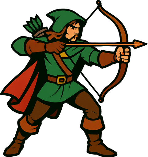 לוחם עם חץ וקשת מהאגדות.
In-Game asset.  2d.  High contrast.  No shadows