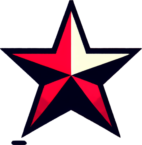 star red and blu.
Single Game Texture.  In-Game asset.  2d.  Blank background.  High contrast.  No shadows
