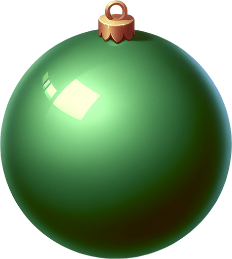 a christmas green ball . plastic style. Single Game Texture. In-Game asset. 2d. Blank background. High contrast. No shadows.