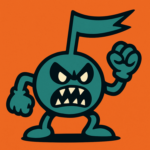 Una nota desafinada personificada como enemigo.
In-Game asset.  2d.  High contrast.  No shadows