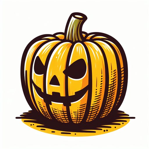 Perfectly square yellow halloween pumpkin. Cartoon style. spookyart style. Simple vector style.