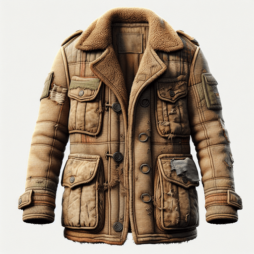 granddads coat.
Single Game Texture.  In-Game asset.  2d.  Blank background.  High contrast.  No shadows