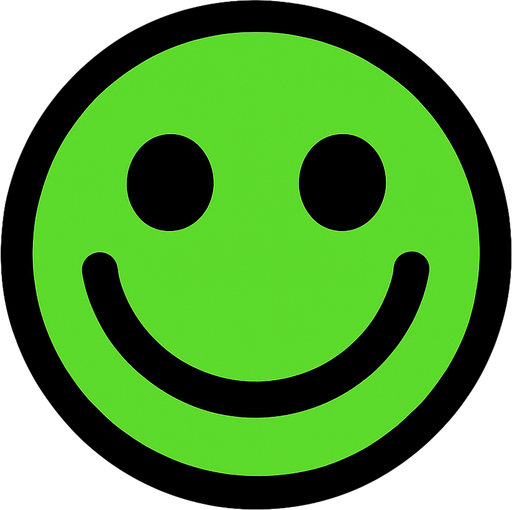Green smiley face.
In-Game asset.  2d.  High contrast.  No shadows