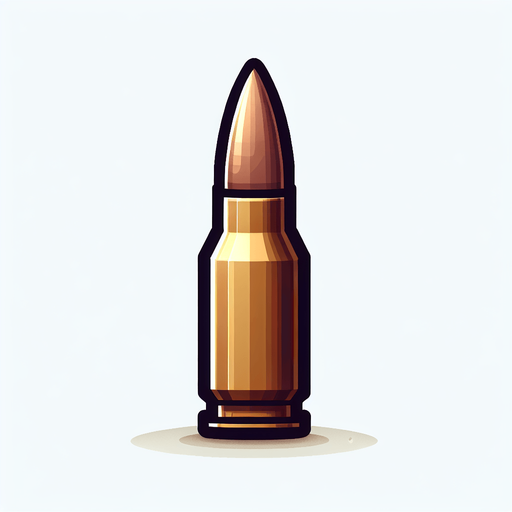 Bullet.
Single Game Texture. In-Game asset. 2d. Blank background. High contrast. No shadows.