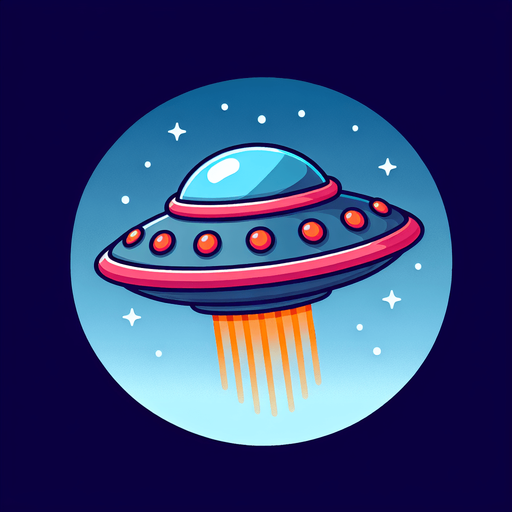 flying saucer, cartoon style.
Single Game Texture. In-Game asset. 2d. Blank background. High contrast. No shadows.