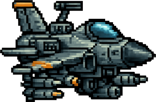 gri 2d piksel yüksek techizatlı uçak.
In-Game asset.  2d.  High contrast.  No shadows