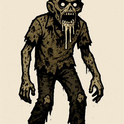 bu bir zombi ağızında salyalar olsun ve üstü başı dağınık olsun kirli olsun ve boydan olsun
.
In-Game asset.  2d.  High contrast.  No shadows