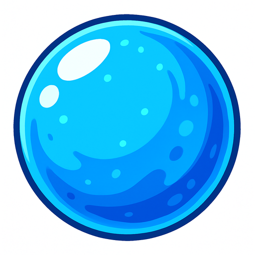 blue sfere, ball, slime, translucent,.
In-Game asset.  2d.  High contrast.  No shadows. cartoon. simple. draw