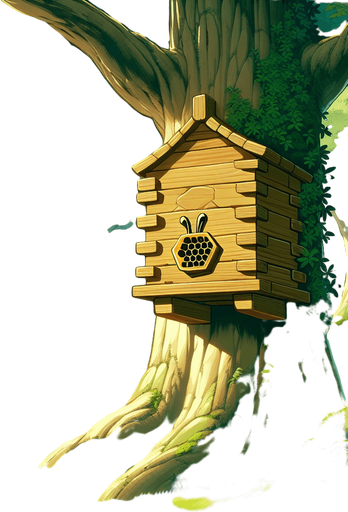 2d colorfull ghibli image style. forest  quite one beehive at a tree body of forest
Single Game Texture.  In-Game asset.  2d.  Blank background.  High contrast.  No shadows.
Single Game Texture.  In-Game asset.  2d.  Blank background.  High contrast.  No shadows