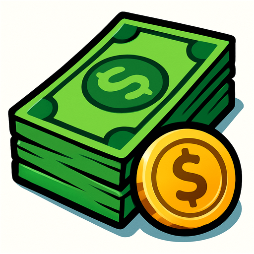 money.
In-Game asset.  2d.  High contrast.  No shadows