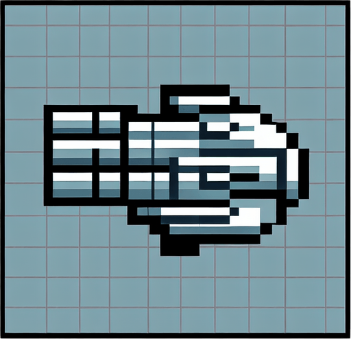 pixel space ship.
Single Game Texture.  In-Game asset.  2d.  Blank background.  High contrast.  No shadows