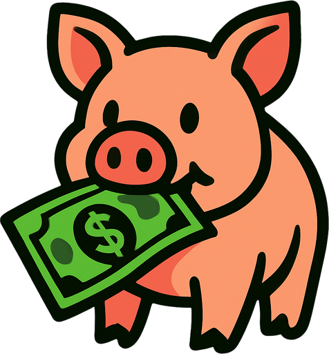 Pig with dollar in mouth.
In-Game asset.  2d.  High contrast.  No shadows