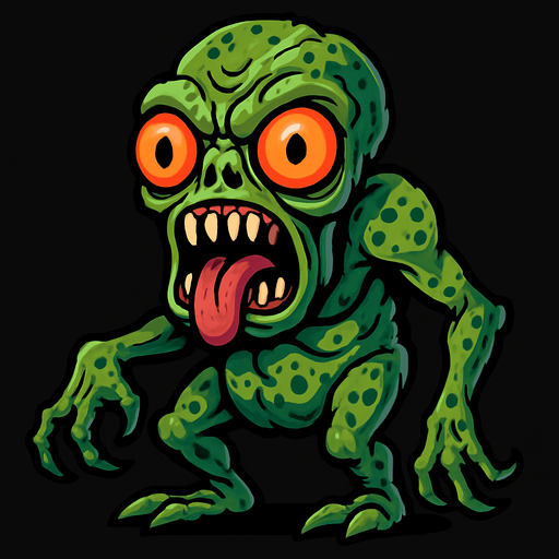 çirkin korkutucu uzaylı.
In-Game asset.  2d.  High contrast.  No shadows