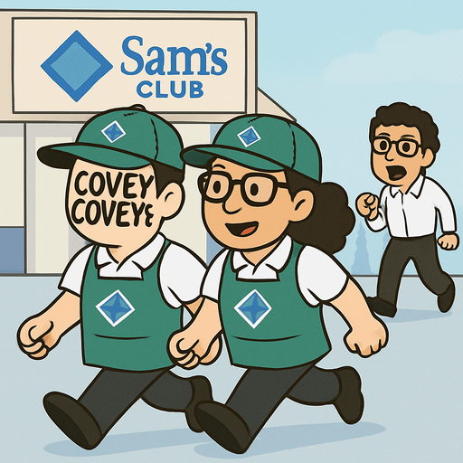 Los dos persoanjes que van corriendo tienen que llevar ropa similar, la cual es Mandil verde con logo de sams club, al igual que la gorra.
Playera blanca de polo y pantalones negros.
La chica usa lentes y el molote es mas pequeño.
Que los colores sean mas claros, no quiero ese tono sepia