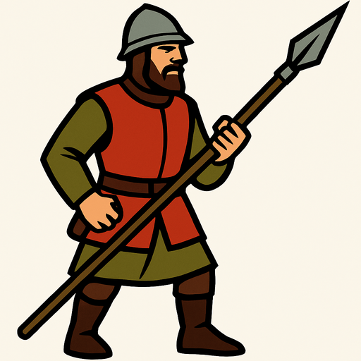 Mızraklı piyade asker.
In-Game asset.  2d.  High contrast.  No shadows