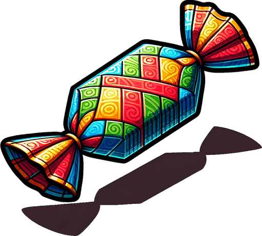 wraped candy classic.
Single Game Texture.  In-Game asset.  2d.  Blank background.  High contrast.  No shadows