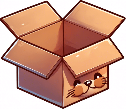 Detail of face head and ears of a cute Chibi ginger cat's looking from the box into the camera. Cheeky, happy. Brown eyes