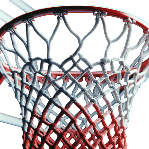 basketball ring with red and white net.
face view