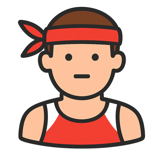 kafasında kırmızı bir bandana olan bir sporcu . No background. Transparent background. Blank background. No shadows. 2d. In-Game asset. flat