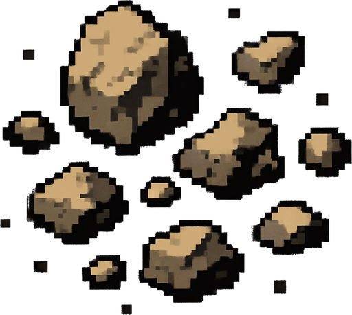 Particulas de escobro pixelar.
In-Game asset.  2d.  High contrast.  No shadows