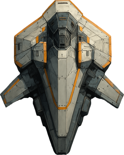 Shielded Vanguard spaceship top view.