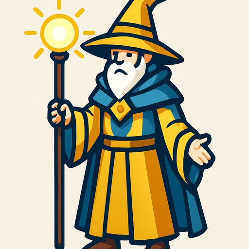 Light wizard con cuerpo entero.
In-Game asset.  2d.  High contrast.  No shadows