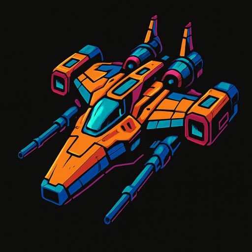 uzay savaş gemisi.
In-Game asset.  2d.  High contrast.  No shadows