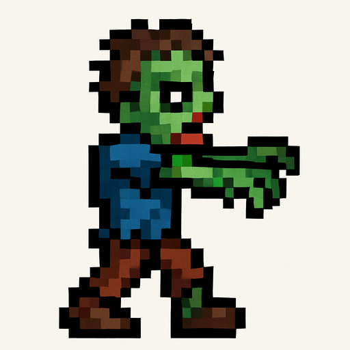 terraria oyunundaki gibi bir zombi.
In-Game asset.  2d.  High contrast.  No shadows