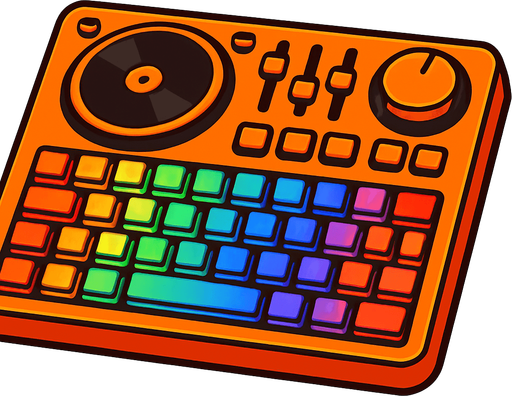 orange cool dj keyboard rgb keys.
In-Game asset.  2d.  High contrast.  No shadows