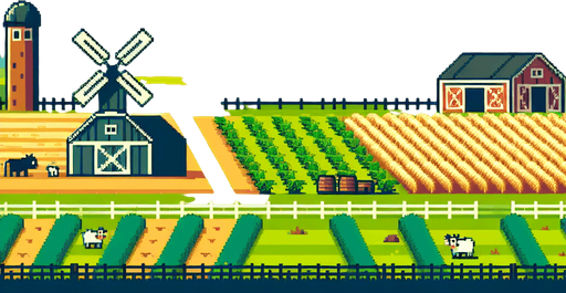 farm style

2D Platformer Background..
Single Game Texture. In-Game asset. 2d. Blank background. High contrast. No shadows.
