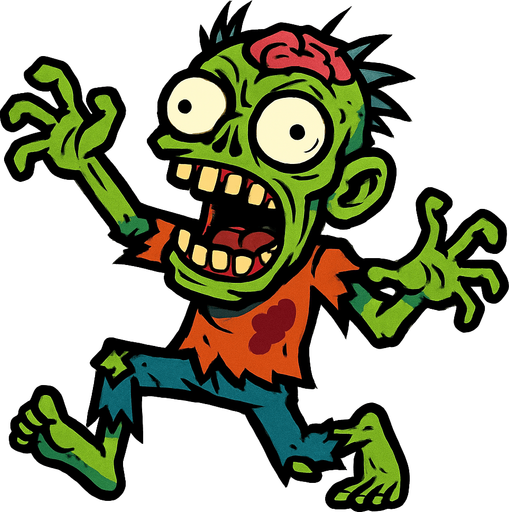 Very crazy zombie.
In-Game asset.  2d.  High contrast.  No shadows