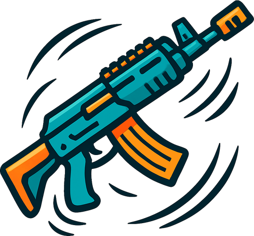 hareketli silah.
In-Game asset.  2d.  High contrast.  No shadows