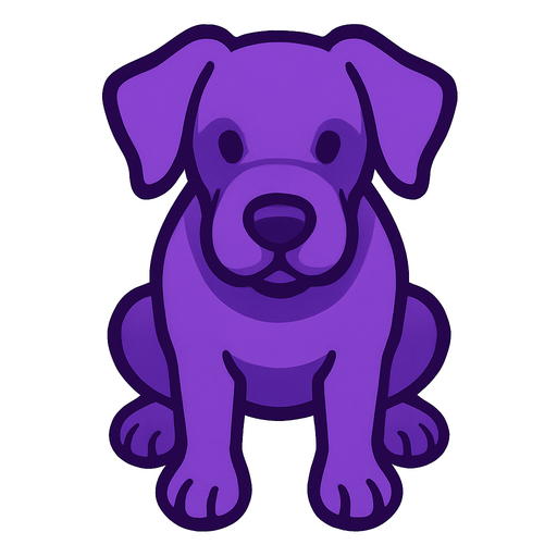 purple dog top view.
In-Game asset.  2d.  High contrast.  No shadows