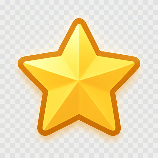 golden star icon, minimalistic, clean flat style, topdown perspective, no shadows, smooth edges, soft glow effect, transparent background.
In-Game asset.  2d.  High contrast.  No shadows