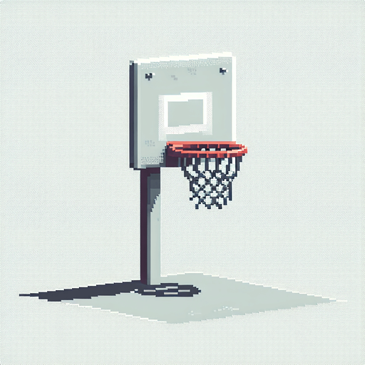 basketball hoop without the backboard, focusing solely on the hoop and net. pixelated. 8 bit..
Single Game Texture. In-Game asset. 2d. Blank background. High contrast. No shadows.