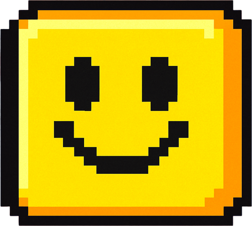 Happy yellow block.
In-Game asset.  2d.  High contrast.  No shadows