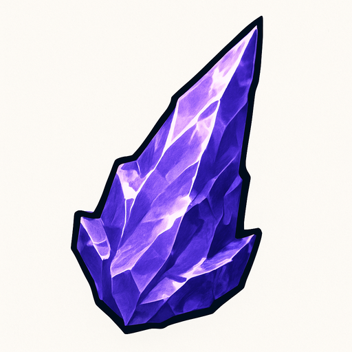 Esquirla morada de hielo muy realista en 2D.
In-Game asset.  2d.  High contrast.  No shadows