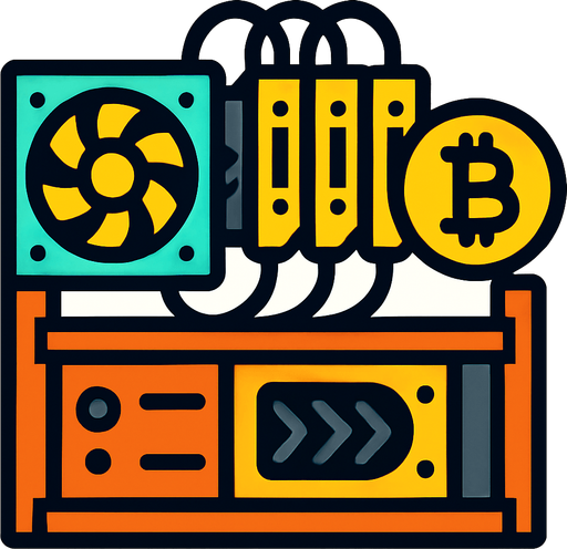 Bitcoin mining rig.
In-Game asset.  2d.  High contrast.  No shadows