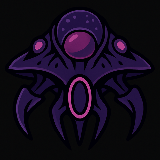A dark purple alien ship.
In-Game asset.  2d.  High contrast.  No shadows