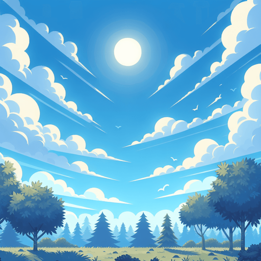 Daytime sky.
Single Game Texture.  In-Game asset.  2d.  Blank background.  High contrast.  No shadows