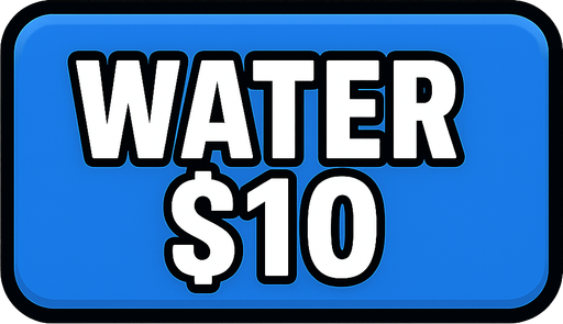 Make button blue and say water $10